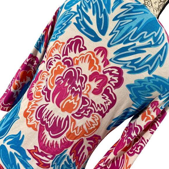 Diane Von Furstenberg Kaden Silk Blue Pink Floral Mini Dress 3/4 Sleeve Size 6 - Picture 5 of 10